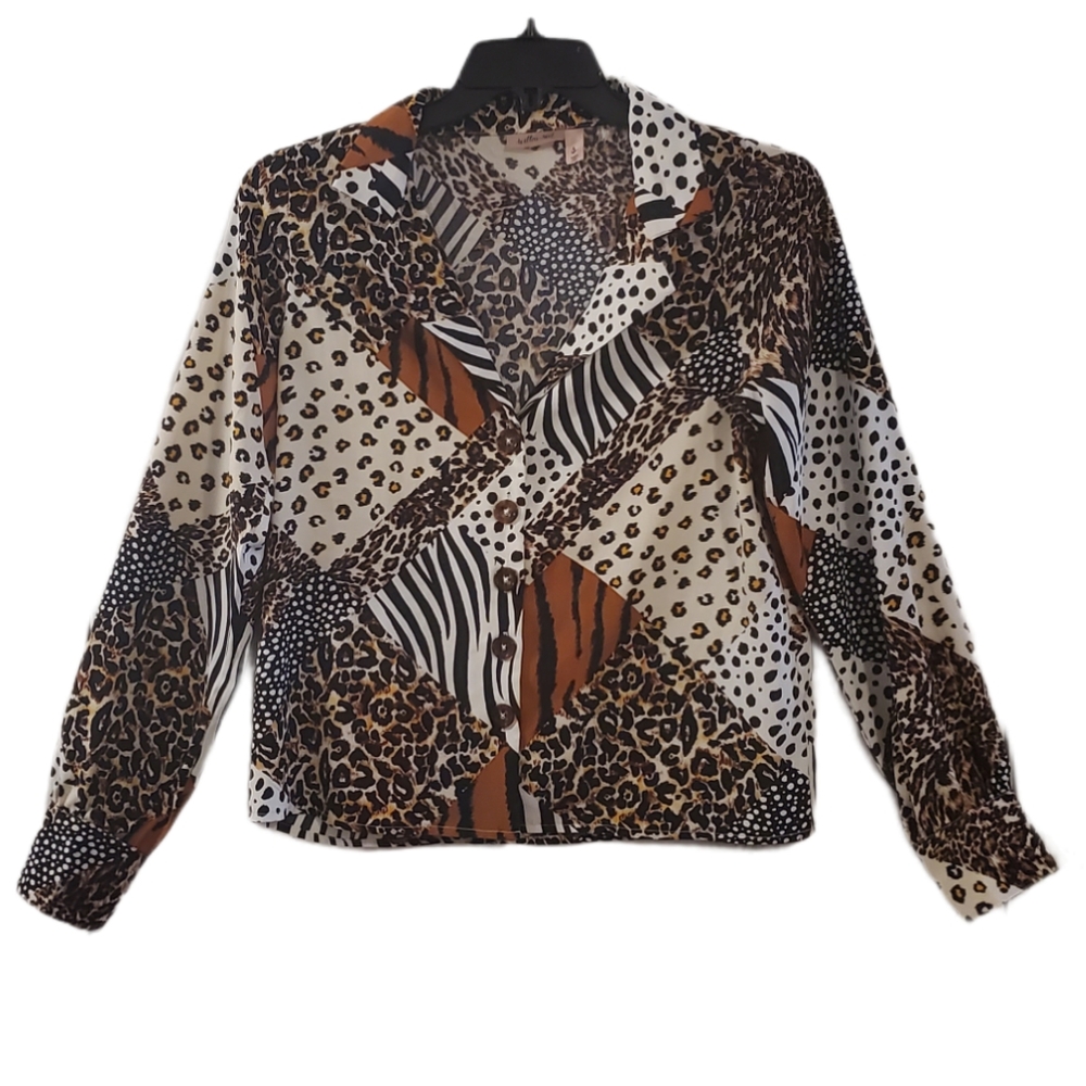 Willow + Root Multicolor Animal Print Blouse S